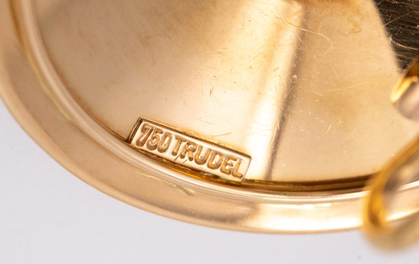 Trudel By Kurt Aepli 1970 Swiss Geometric Clips Earrings In Polished 18Kt Yellow Gold