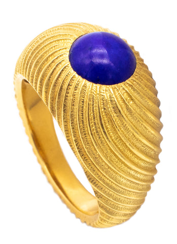 TIFFANY & CO. SCHLUMBERGER STUDIOS 18 KT YELLOW GOLD RING WITH LAPIS LAZULI