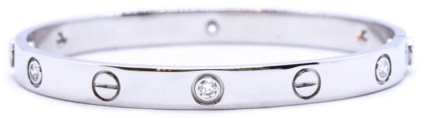 CARTIER PARIS 1998 LOVE BRACELET 6 DIAMONDS 18 KT WHITE GOLD