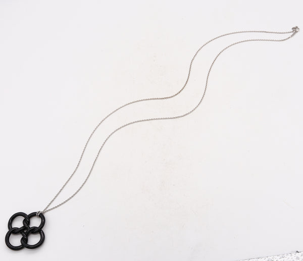 *Tiffany & Co. by Elsa Peretti Rare Quadrifoglio necklace chain in 18 kt white gold with black jade