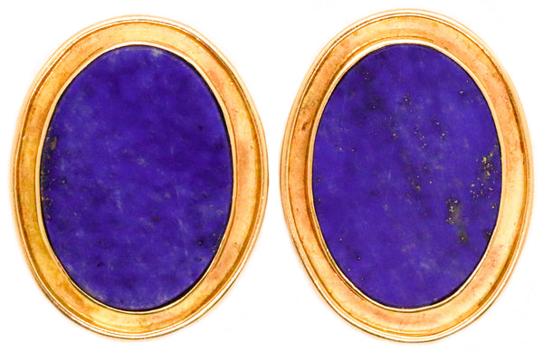 Wander France 1960 Mid Century 18Kt Gold Earrings With Lapis Lazuli