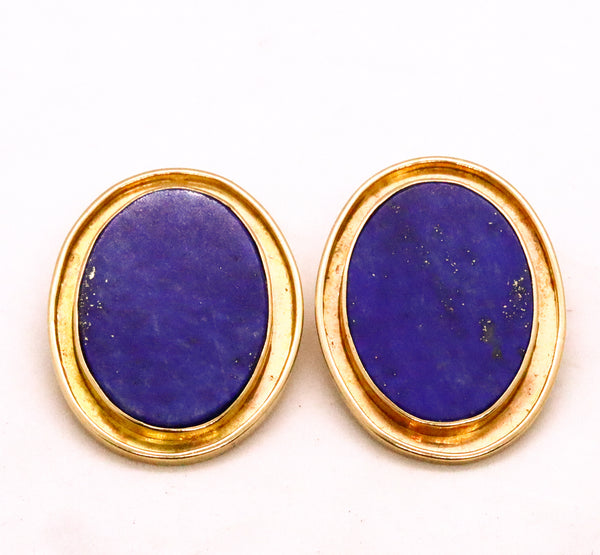 Wander France 1960 Mid Century 18Kt Gold Earrings With Lapis Lazuli