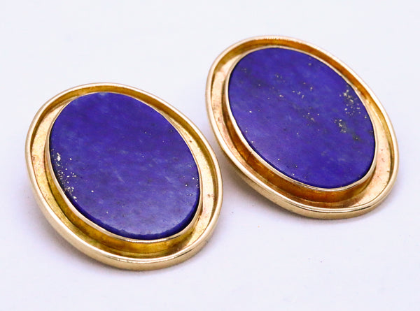 Wander France 1960 Mid Century 18Kt Gold Earrings With Lapis Lazuli