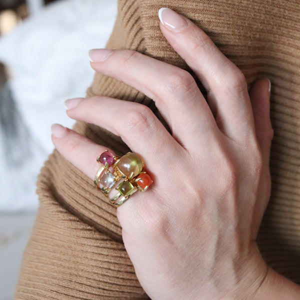 -Tiffany Co. By Paloma Picasso Suite of 5 Sugar Stack Rings In 18Kt Gold With Color Gems