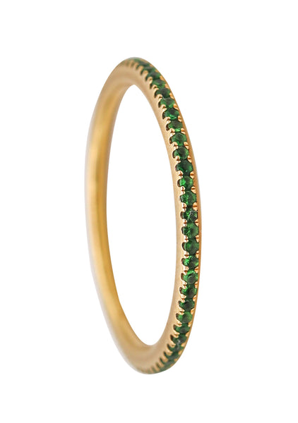 Eternity Band Ring Divider In 18Kt Yellow Gold With Vivid Green Tsavorites