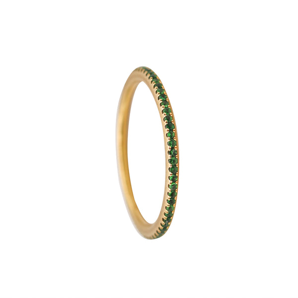 Eternity Band Ring Divider In 18Kt Yellow Gold With Vivid Green Tsavorites