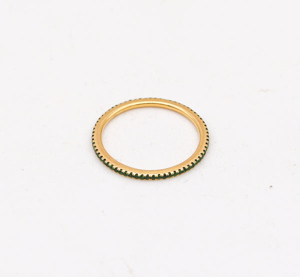 Eternity Band Ring Divider In 18Kt Yellow Gold With Vivid Green Tsavorites