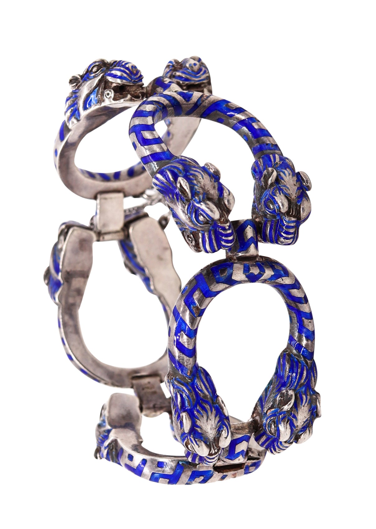 Shop Gucci GGard Snake Motif Sterling Silver Bracelet