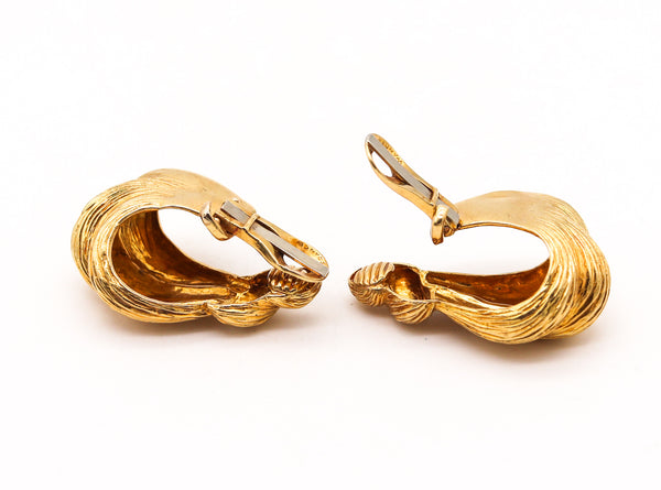 Wander France 1960 Modernist Wrapped Knots Clips Earrings In Solid 18Kt Yellow Gold