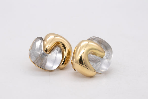 Valentin Magro Modern 18Kt Yellow Gold Earrings With Carved Rock Quartz