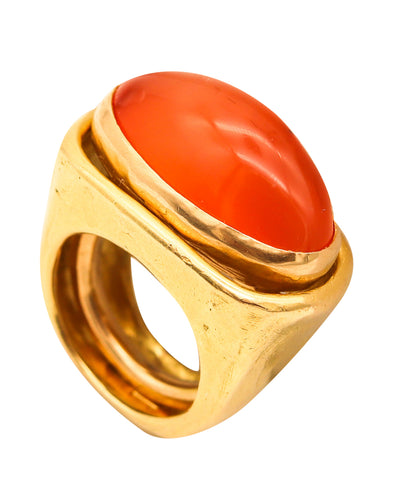 Alvaro And Correnti Messina Italy Convertible Cocktail Ring In 18Kt Gold With 18.89 Cts Carnelian