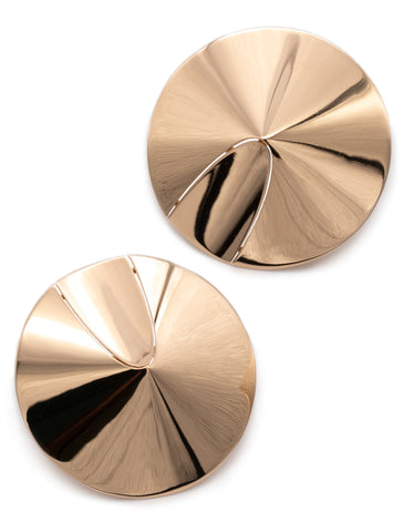 Trudel By Kurt Aepli 1970 Swiss Geometric Clips Earrings In Polished 18Kt Yellow Gold