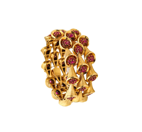 -Shreve Co. 1950 Bangle Bracelet In 18Kt Gold With 14.85 Ctw In Burmese Rubies