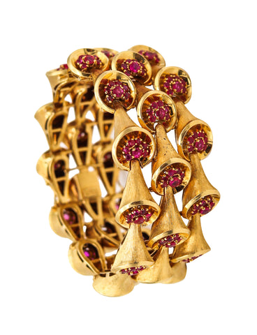 -Shreve Co. 1950 Bangle Bracelet In 18Kt Gold With 14.85 Ctw In Burmese Rubies