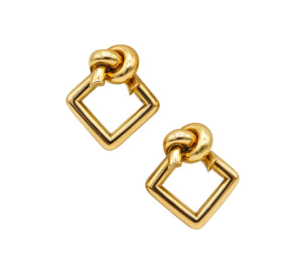 -Cartier 1970 Geometric Squares And knots Earrings In 18Kt Yellow Gold