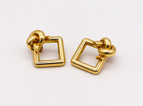 -Cartier 1970 Geometric Squares And knots Earrings In 18Kt Yellow Gold