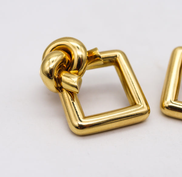 -Cartier 1970 Geometric Squares And knots Earrings In 18Kt Yellow Gold