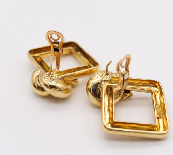-Cartier 1970 Geometric Squares And knots Earrings In 18Kt Yellow Gold