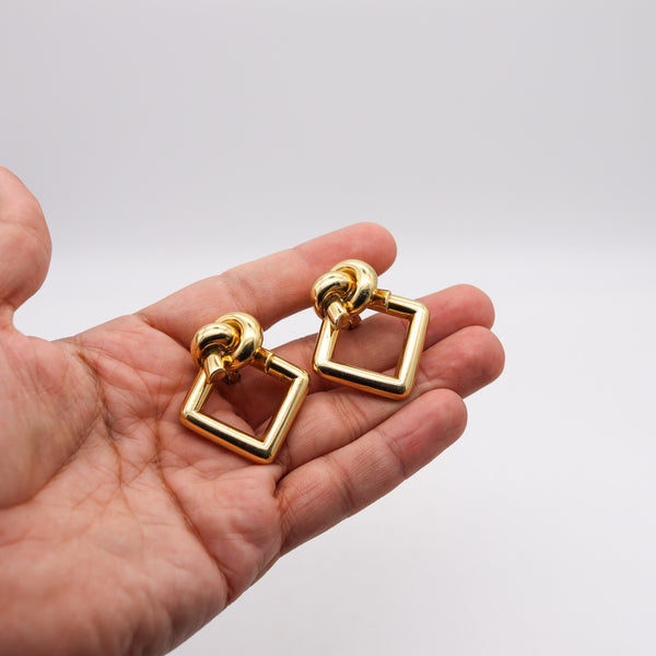 -Cartier 1970 Geometric Squares And knots Earrings In 18Kt Yellow Gold