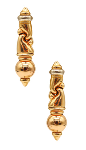 Bvlgari Roma Passo Doppio Cuore Dangle Drop Earrings In Two Tones Of 18Kt Gold