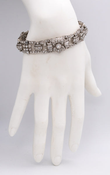 *Platinum 1930's Art Deco geometric bracelet with 14.79 Ctw in diamonds