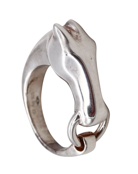 *Hermes Paris iconic Galop Horse in profile ring in solid .925 sterling silver