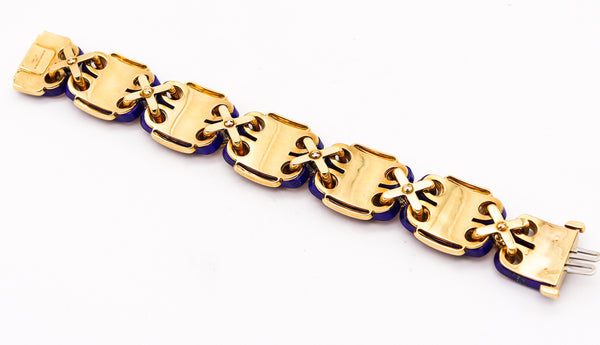 David Webb 1970 Aldo Cipullo Geometric Bracelet In 18Kt Yellow Gold With Blue Lapis