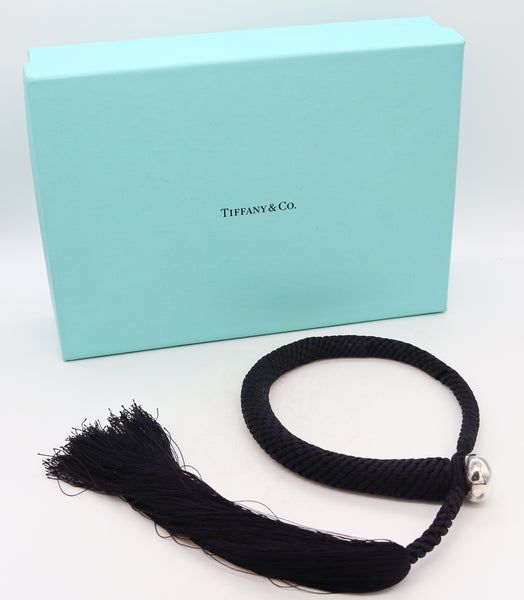 *Tiffany & Co 1981 by Elsa Peretti Rare horse whip Cord tassel necklace with .925 sterling silver in box