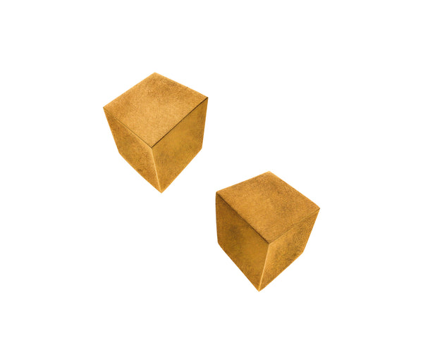-Claude Chavent Paris Geometric Trompe L'Oeil  Earrings In 18Kt Yellow Gold