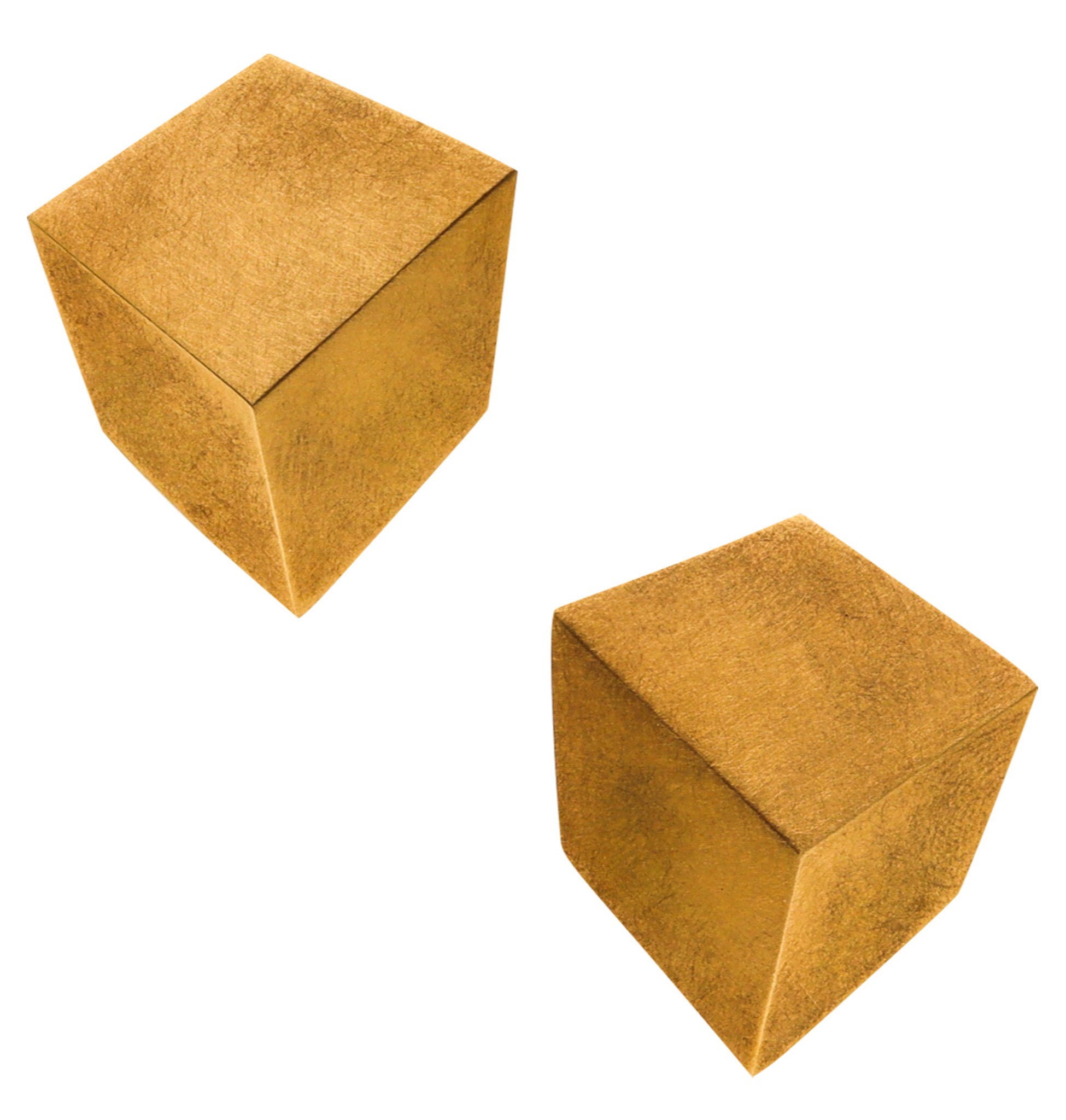 -Claude Chavent Paris Geometric Trompe L'Oeil  Earrings In 18Kt Yellow Gold