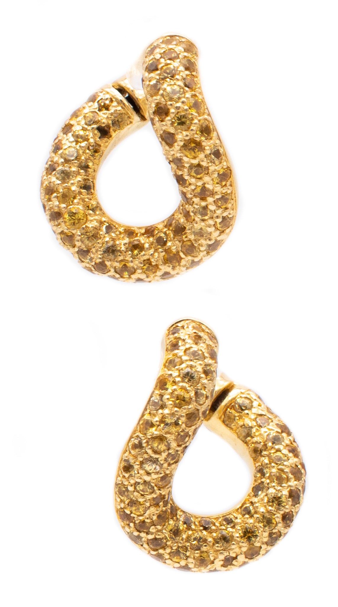 POMELLATO MILANO 18 KT GOLD GOURMETTE TWISTED HOOP EARRINGS WITH 4.2 Ctw OF SAPPHIRES
