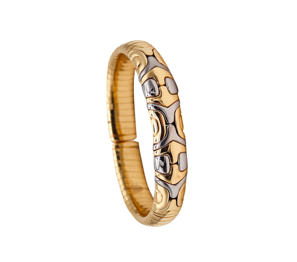Bvlgari Roma Classic Alveare Cuff Bracelet In 18Kt Yellow Gold And Stainless Steel