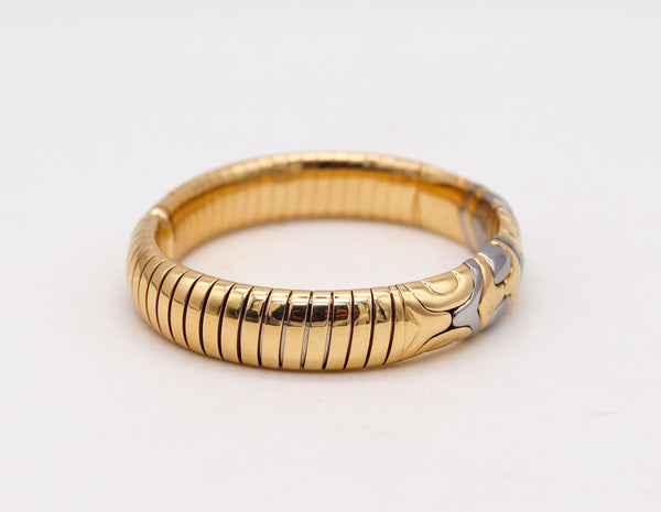 Bvlgari Roma Classic Alveare Cuff Bracelet In 18Kt Yellow Gold And Stainless Steel