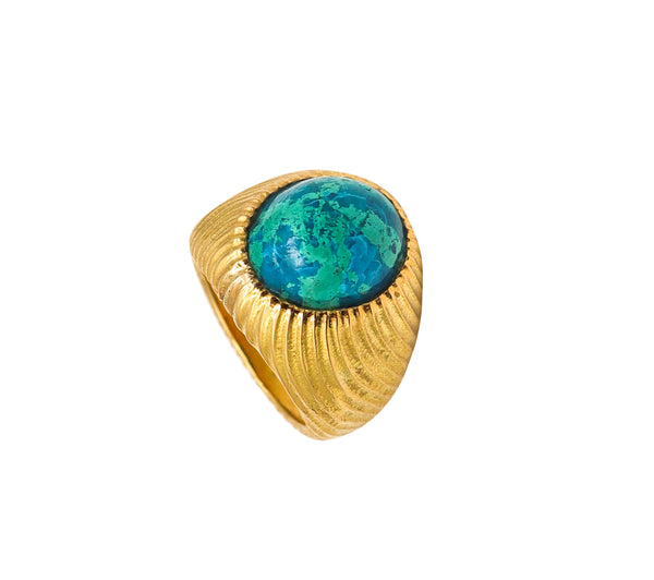 Tiffany Co 1970 Schlumberger Large Cocktail Ring In 18Kt Yellow Gold With Azurmalachite