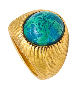 Tiffany Co 1970 Schlumberger Large Cocktail Ring In 18Kt Yellow Gold With Azurmalachite