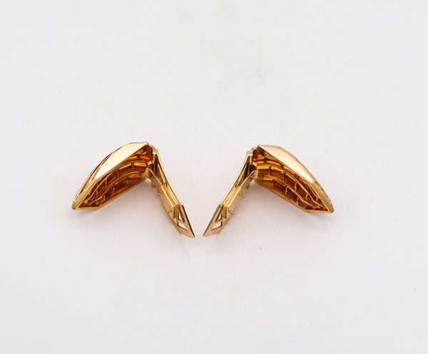 -Hemmerle Munich Clips Earrings Brooches In 18Kt Yellow Gold With 38.50 Ctw Citrines