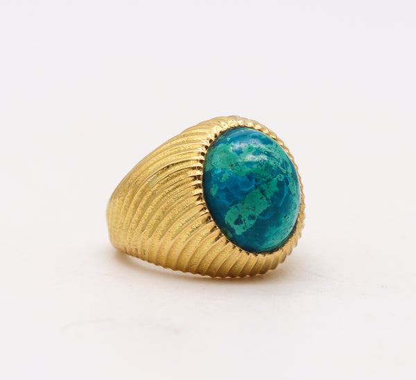 Tiffany Co 1970 Schlumberger Large Cocktail Ring In 18Kt Yellow Gold With Azurmalachite