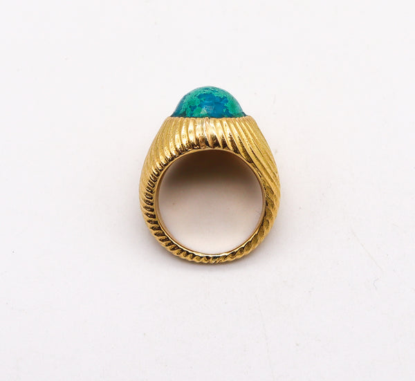 Tiffany Co 1970 Schlumberger Large Cocktail Ring In 18Kt Yellow Gold With Azurmalachite