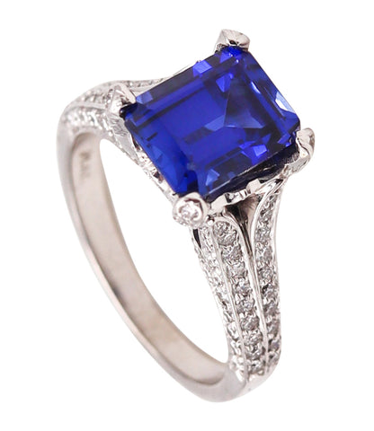 Charles Krypell Modern Ring In Platinum With 4.91 Ctw In Diamonds And Tanzanite