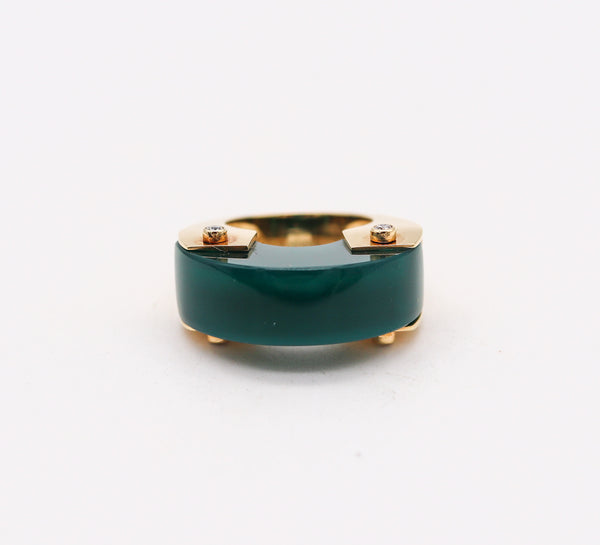 Aletto Brothers Industrial Cocktail Ring In 18Kt Yellow Gold With Chrysoprase