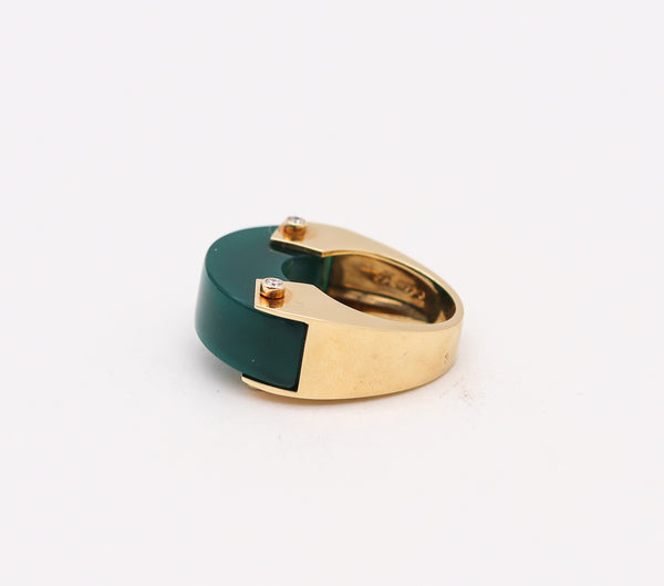 Aletto Brothers Industrial Cocktail Ring In 18Kt Yellow Gold With Chrysoprase