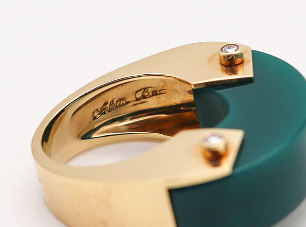 Aletto Brothers Industrial Cocktail Ring In 18Kt Yellow Gold With Chrysoprase