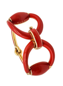 -Gucci Milano Enameled Vintage Double Horsebit Bracelet In 18Kt Vermeil Over Sterling