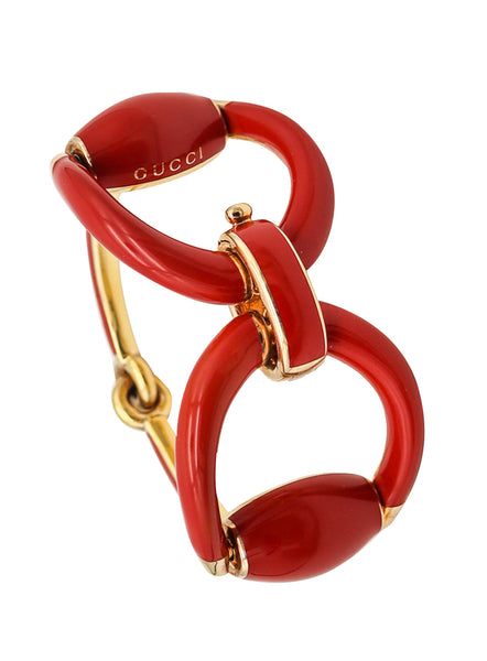 -Gucci Milano Enameled Vintage Double Horsebit Bracelet In 18Kt Vermeil Over Sterling