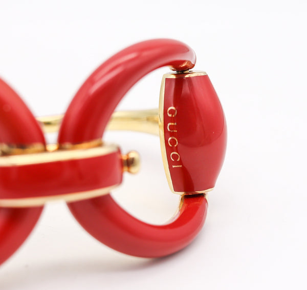 -Gucci Milano Enameled Vintage Double Horsebit Bracelet In 18Kt Vermeil Over Sterling
