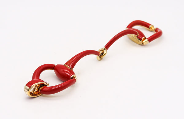 -Gucci Milano Enameled Vintage Double Horsebit Bracelet In 18Kt Vermeil Over Sterling