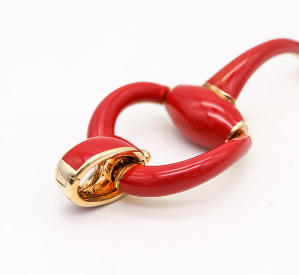 -Gucci Milano Enameled Vintage Double Horsebit Bracelet In 18Kt Vermeil Over Sterling
