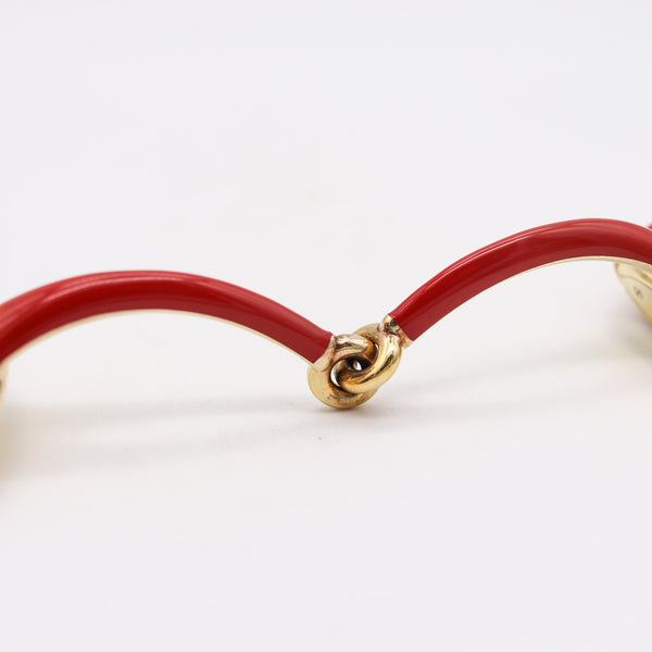 -Gucci Milano Enameled Vintage Double Horsebit Bracelet In 18Kt Vermeil Over Sterling