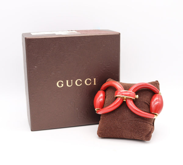 -Gucci Milano Enameled Vintage Double Horsebit Bracelet In 18Kt Vermeil Over Sterling