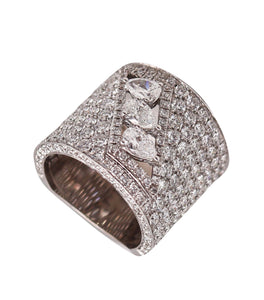 -Graff Cocktail Ring Band In 18Kt White Gold With 6.38 Ctw In VS Diamonds